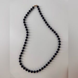 Vintage Monet Blue Necklace Gold Lucite Beads Beaded